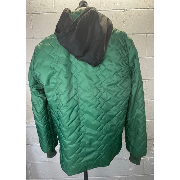 Vintage 70s Quilted Jacket Liner Forest Green Medium Bomber Jacket Work Wear - Picture 5 of 10